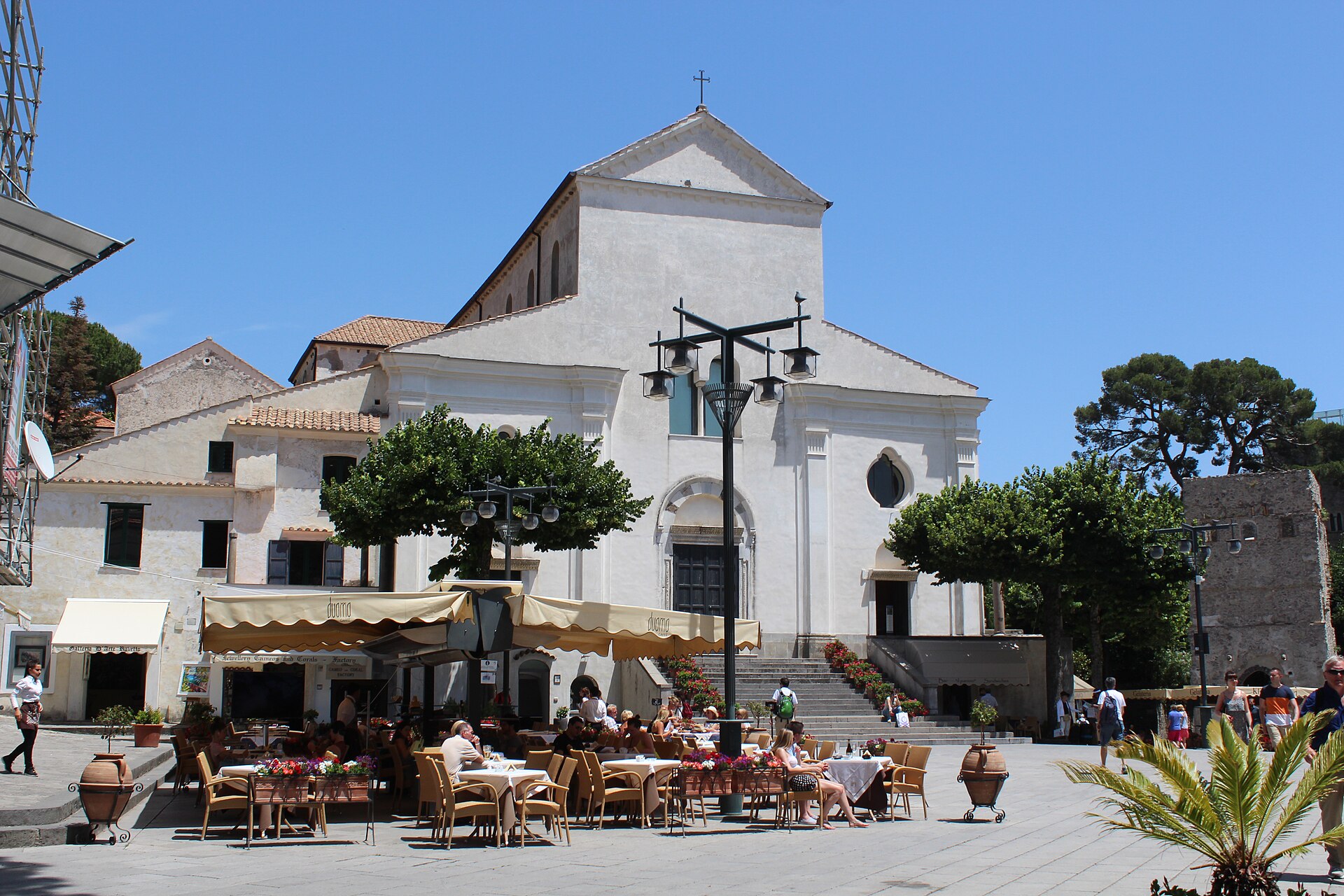 The Duomo di Sant'Andrea rising above Amalfi town's main piazza