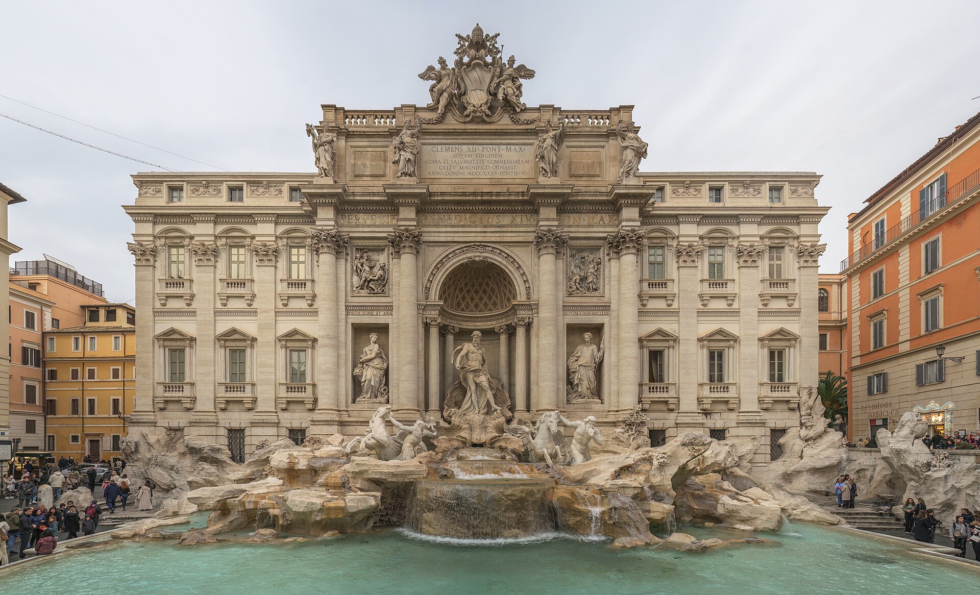 The Trevi Fountain, one of the classic free attractions Italy is known for, photographed early before the crowds