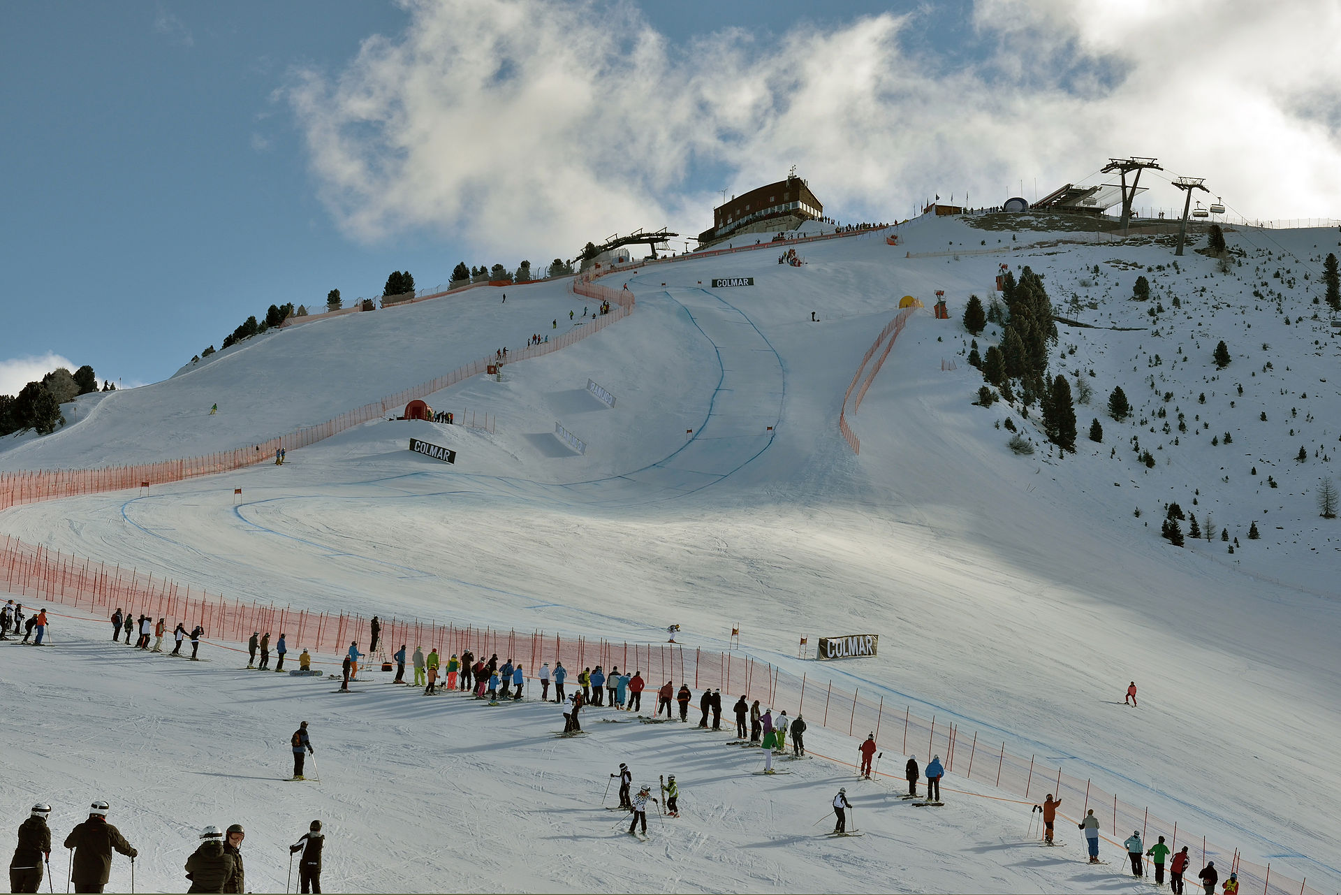 The Dolomites ski slopes above Val Gardena, open from early December