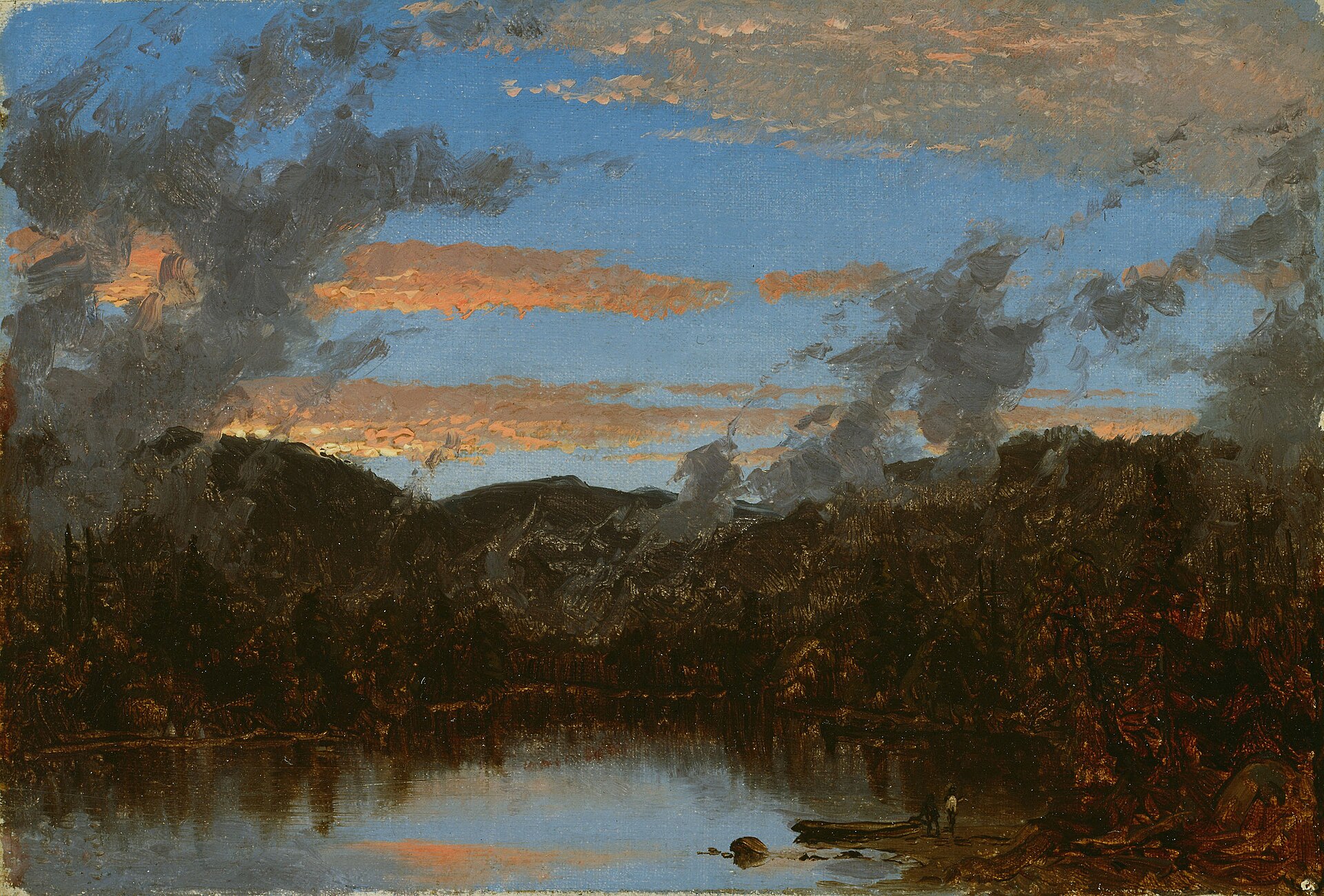 Lake Como at sunset with mountains