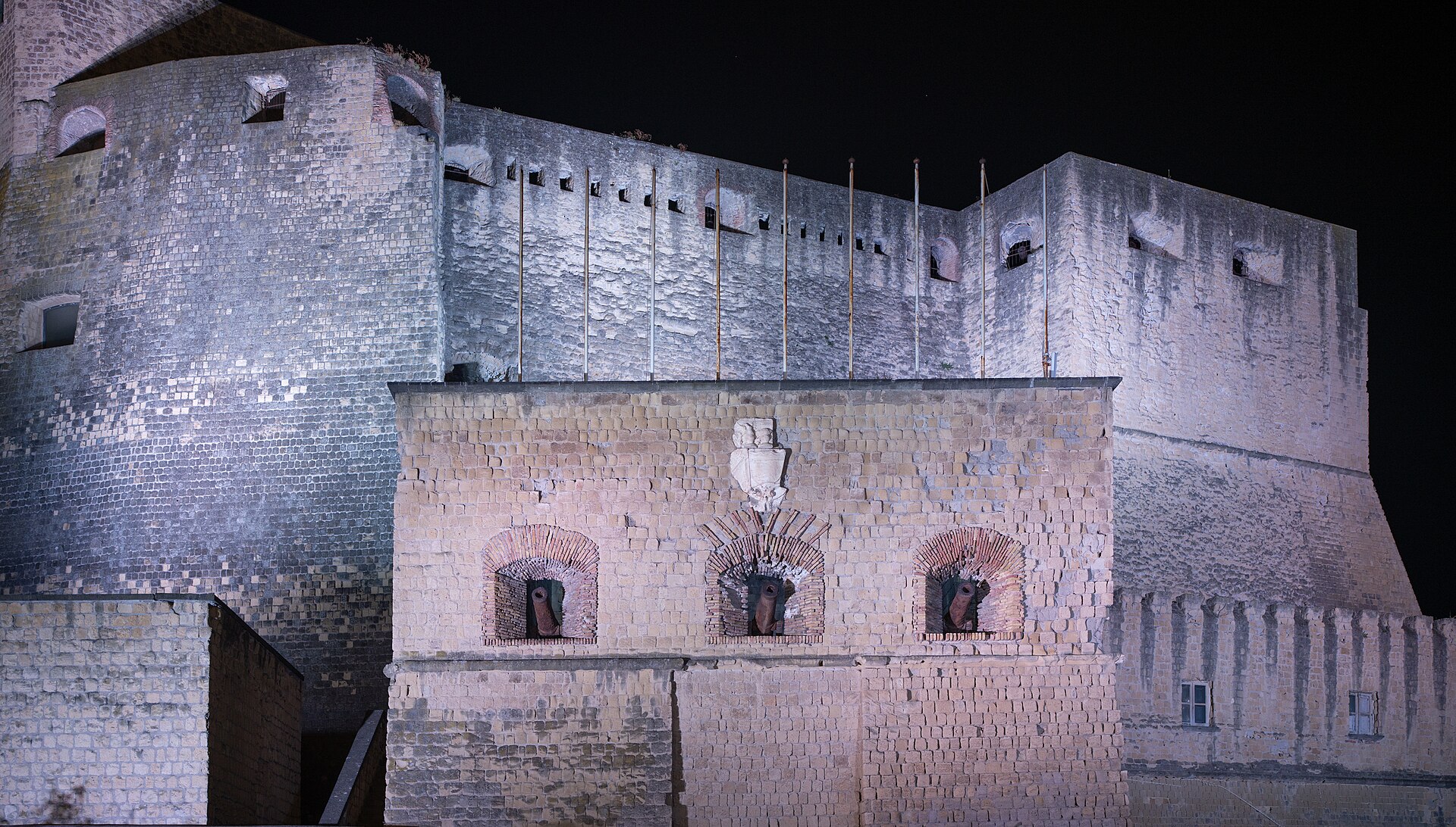 Castel dell'Ovo on the Naples waterfront, with the Bay of Naples behind it