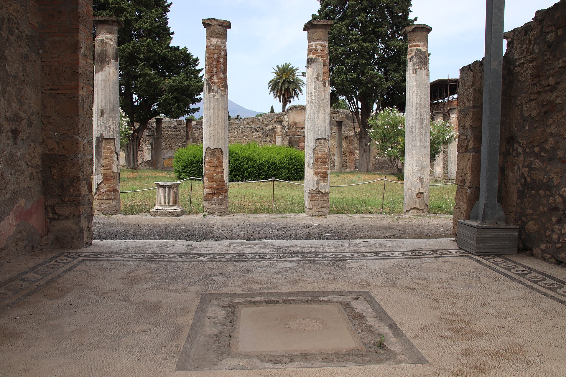 Mosaic floor detail in the House of the Faun, Pompeii, one of the finest surviving Roman domestic interiors