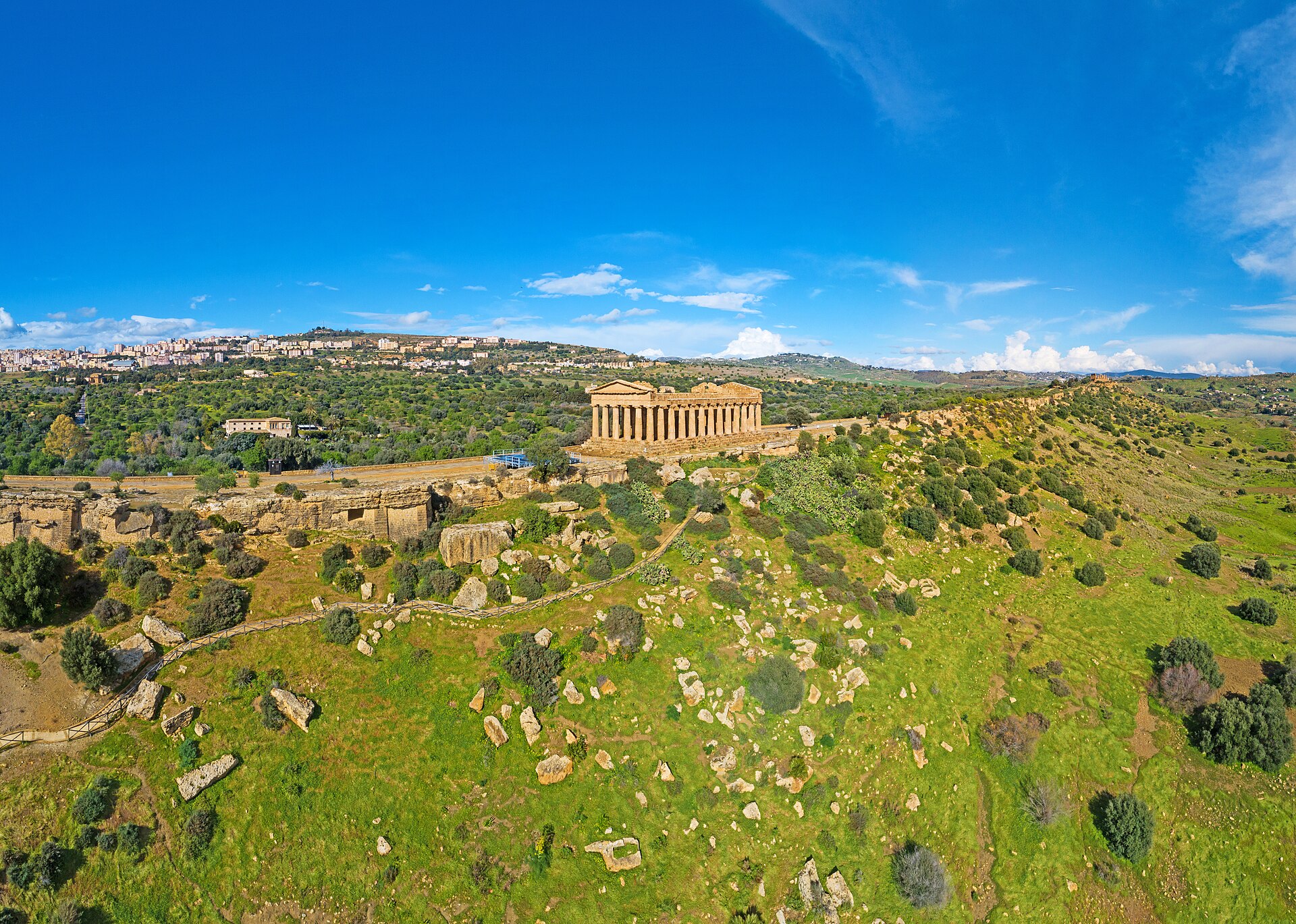 Greek temples at the Valley of the Temples in Agrigento at golden hour