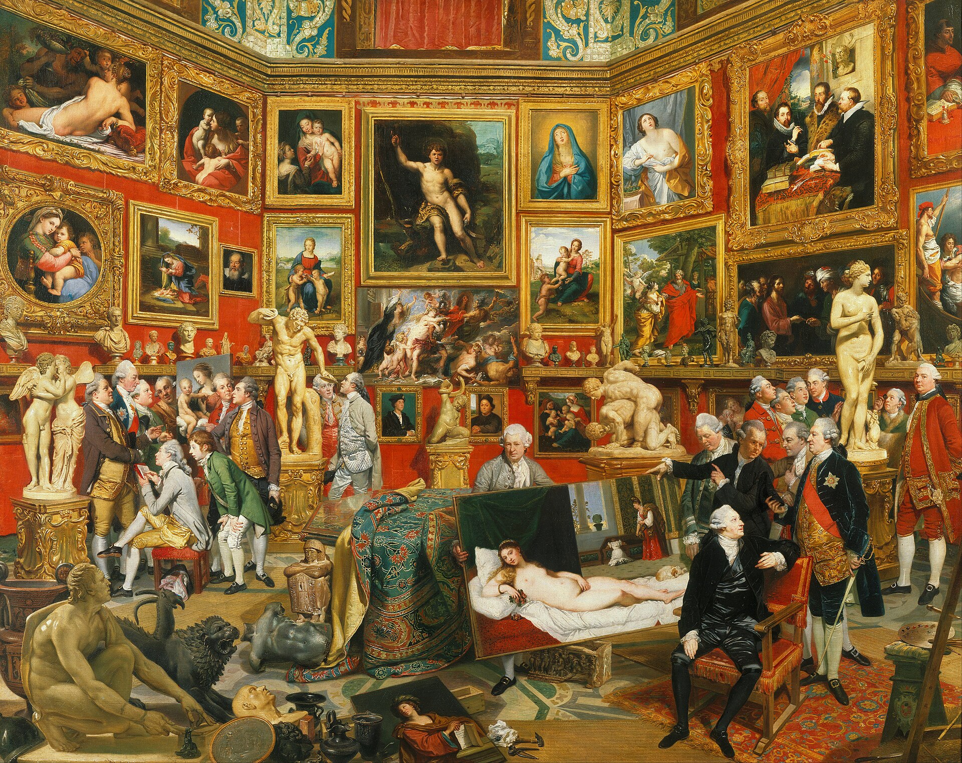The ornate octagonal Tribuna room in the Uffizi Gallery, built to house the Medici family's greatest treasures