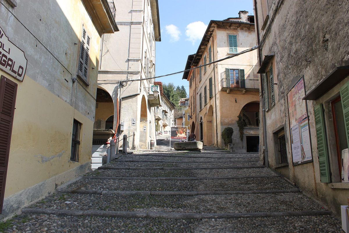 A cobbled lane in Orta San Giulio, the loveliest small base on Lake Orta